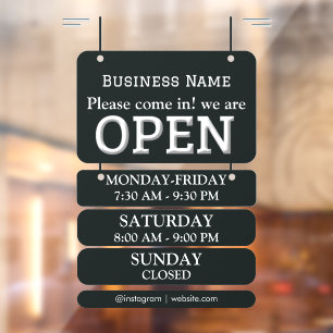 Opening Times   Business Opening Hours Black  Window Cling