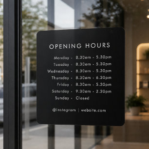Opening Times   Business Opening Hours Black Window Cling