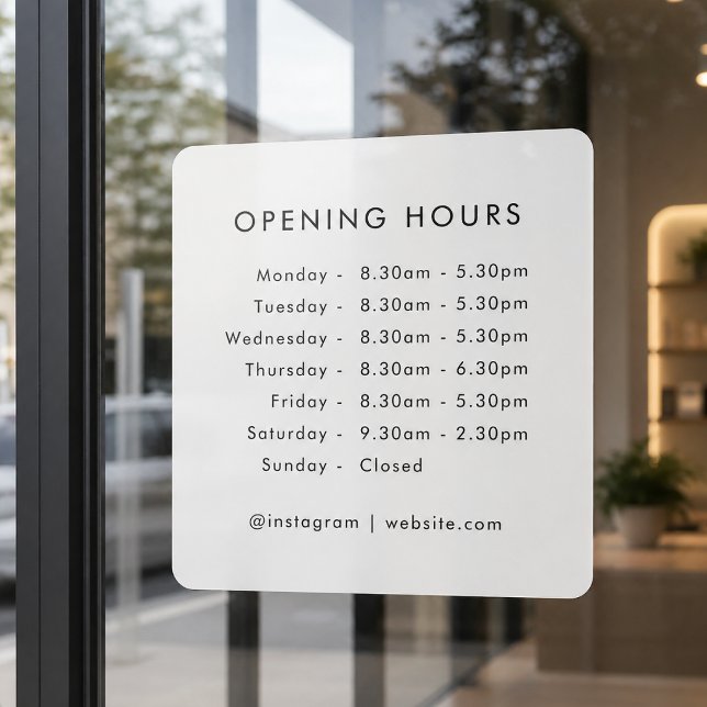 Opening Times | Business Opening Hours Modern Window Cling (Creator Uploaded)