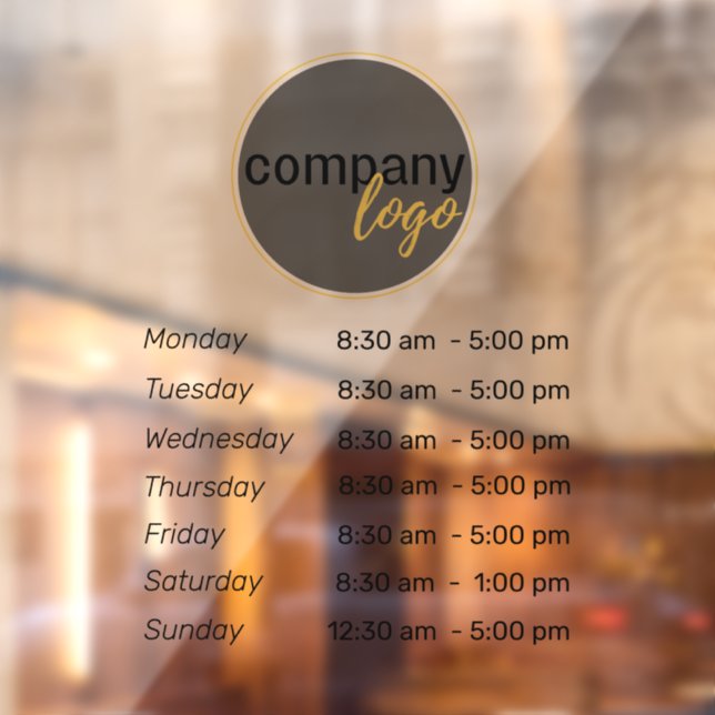 OPENING TIMES DAYS AND HOURS LOGO BUSINESS WELCOME WINDOW CLING (Sheet 2)