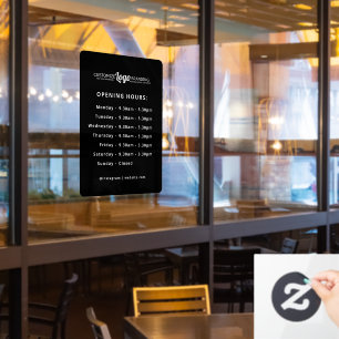 Opening Times Hours Business Logo Black Window Cling