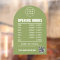 Opening Times With Qr Code Logo Sage Green Arch