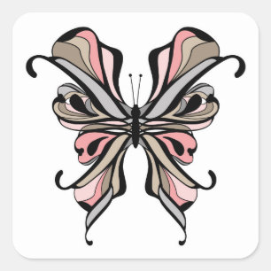 Openwork butterfly square sticker