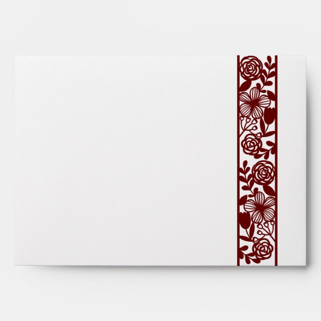 Openwork Elegant Maroon Wedding Invitation Envelop Envelope (Front)