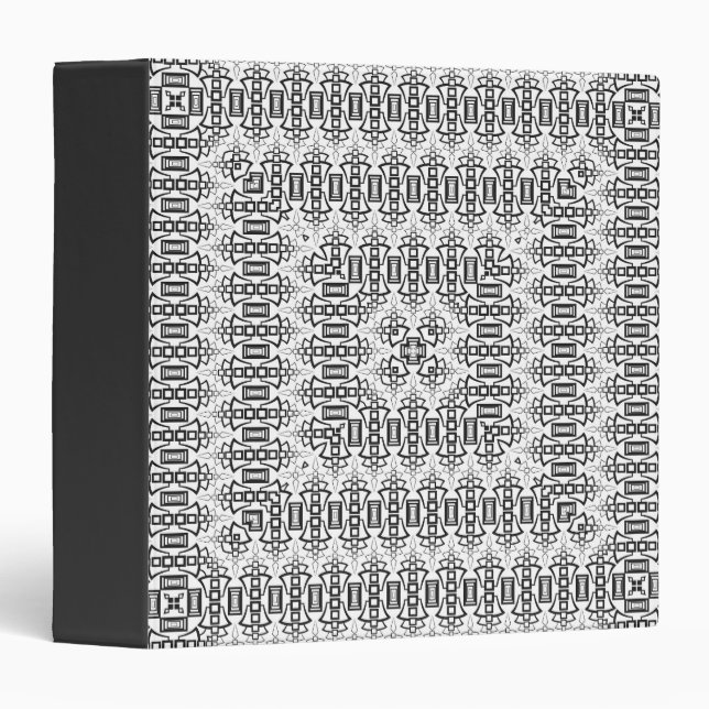 Openwork squares art deco retro black white binder (Front/Spine)
