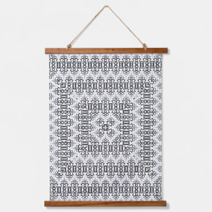 Openwork squares art deco retro black white hanging tapestry