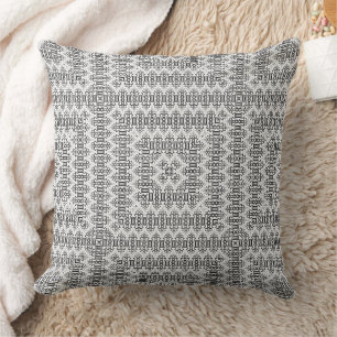 Openwork squares art deco retro black white throw pillow