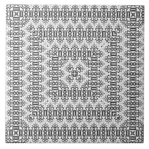 Openwork squares art deco retro black white tile
