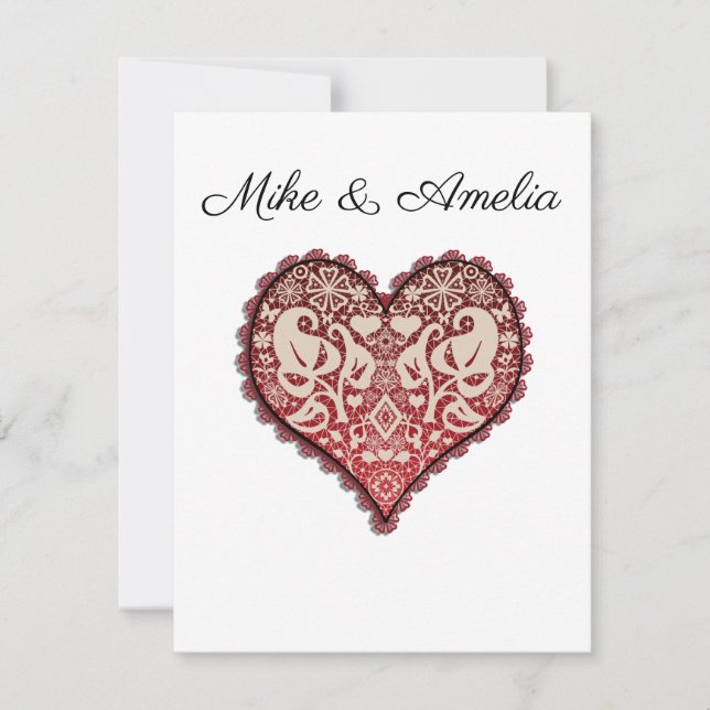 Openwork, vintage heart, vintage, heart, lace invitation (Front)