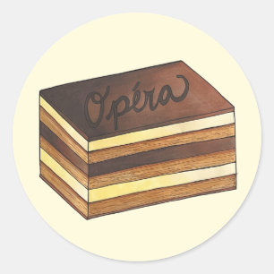 Opéra Cake French Pastry Patisserie Dessert Food Classic Round Sticker