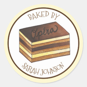 Opera Cake Pastry French Bakery Chef Baked By Classic Round Sticker