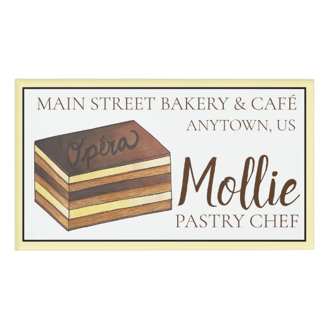 Opera Cake Pastry French Patisserie Bakery Chef Name Tag (Front)