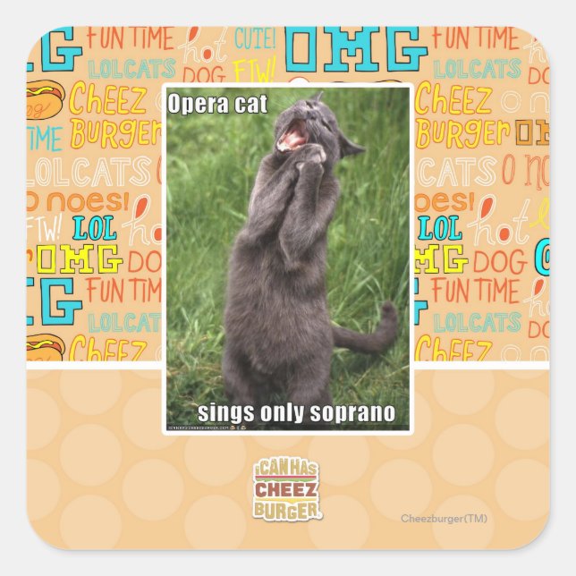 Opera Cat Square Sticker (Front)