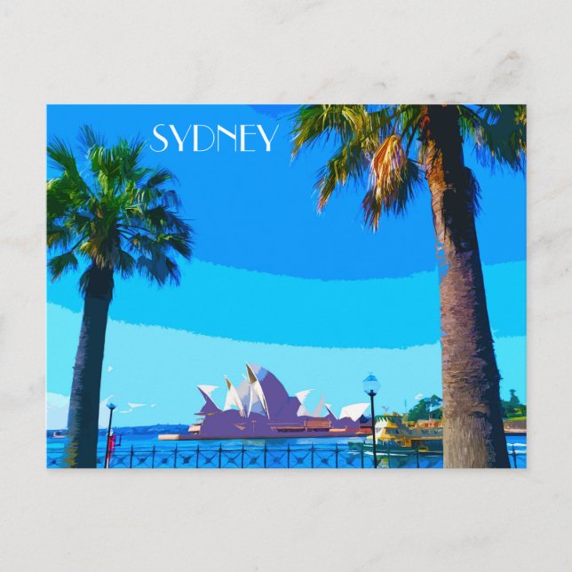 Opéra de Sydney Carte Postale Art Voyage Rétro (Devant)