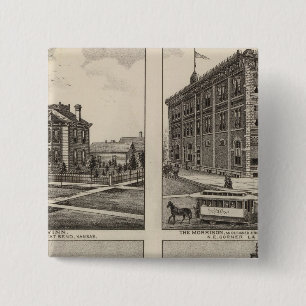 Opera House and Residences in Kansas 2 Inch Square Button