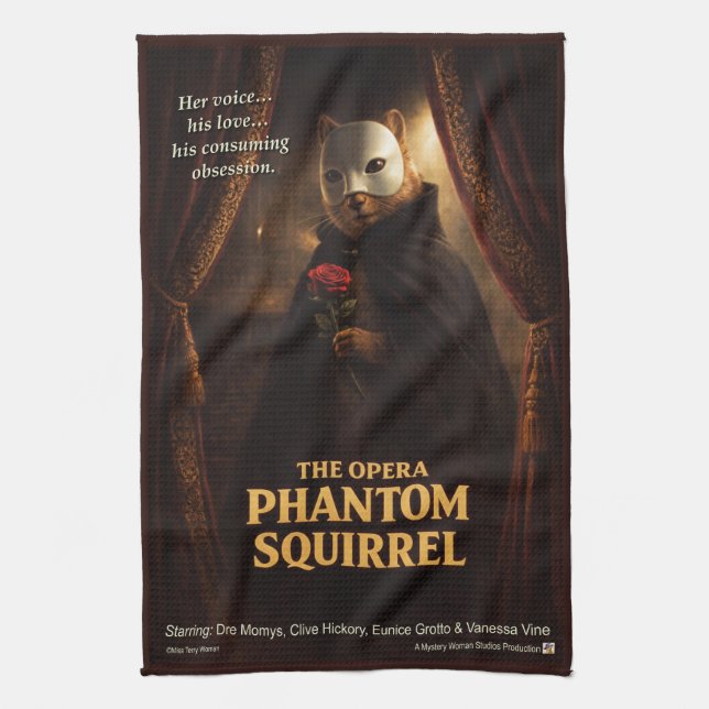 Opera Phantom Squirrel Parody Kitchen Towel (Vertical)