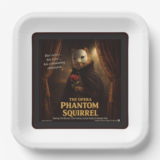 Opera Phantom Squirrel Parody Paper Plate (Front)