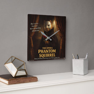 Opera Phantom Squirrel Parody Square Wall Clock