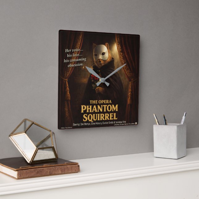 Opera Phantom Squirrel Parody Square Wall Clock (Office)