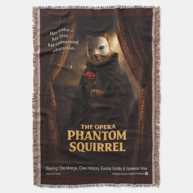 Opera Phantom Squirrel Parody Throw Blanket (Front Vertical)