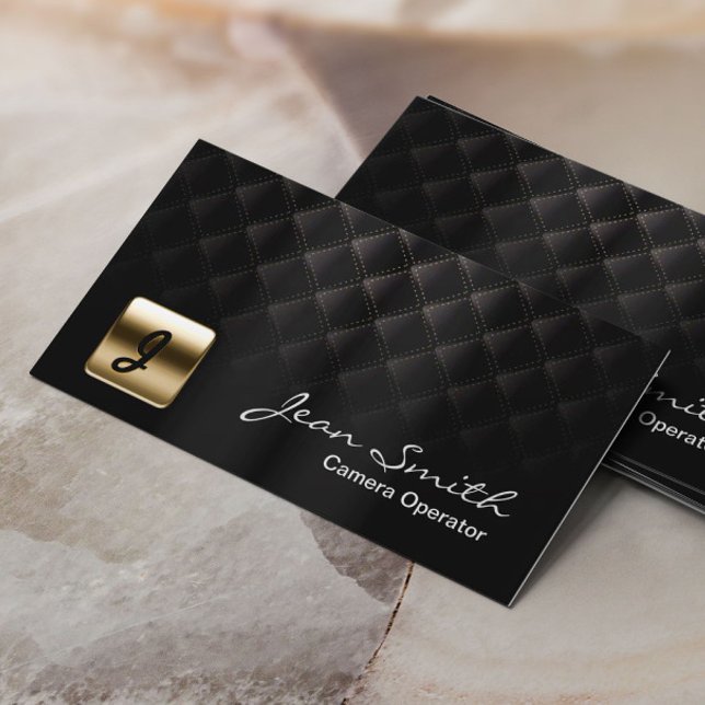 Opérateur de caméra noir et or de luxe Carte de vi (Créateur téléchargé)