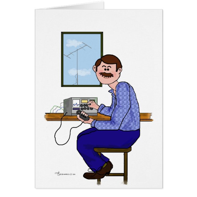 Opérateur radio masculin de jambon - cheveux Brown (Devant)