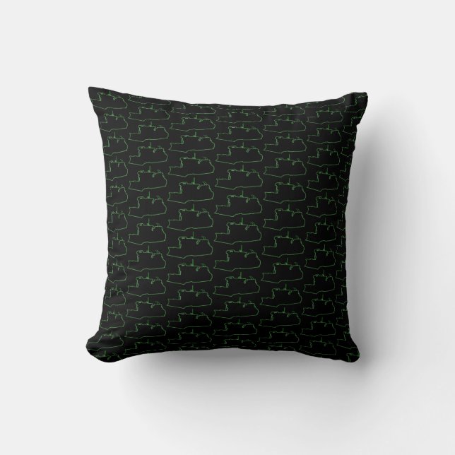 OPERATING ENGINEER NEON GREEN BULLDOZER ON BLACK THROW PILLOW (Front)