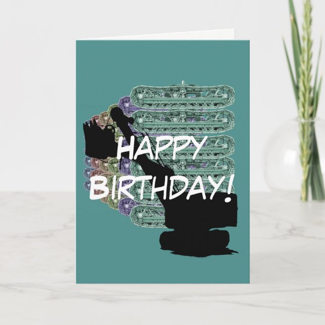 Operating Engineer Vintage Shovel Tracks Birthday Card (Front)
