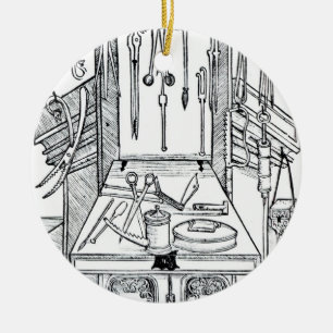 Operating table and surgical instruments, from 'Da Ceramic Ornament