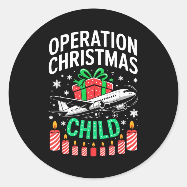 Operation Christmas Child Family Matching Xmas Fun Classic Round Sticker (Front)