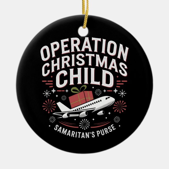 Operation Christmas Child Funny Family Matching  Ceramic Ornament (Front)