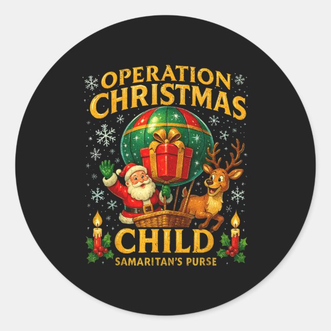 Operation Christmas Child Samaritan’s Purse Balloo Classic Round Sticker (Front)