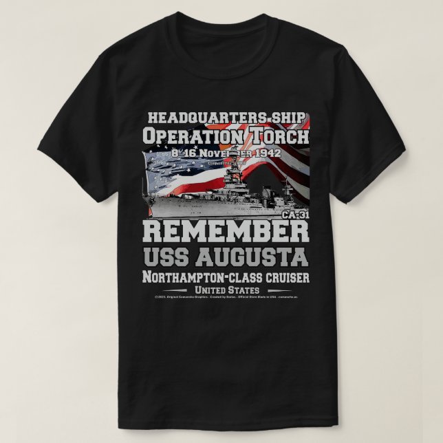 Operation Torch USS Augusta CA31 T-Shirt (Design Front)