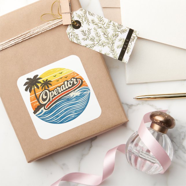 Operator Retro Sunset Design Square Sticker (Gifting)