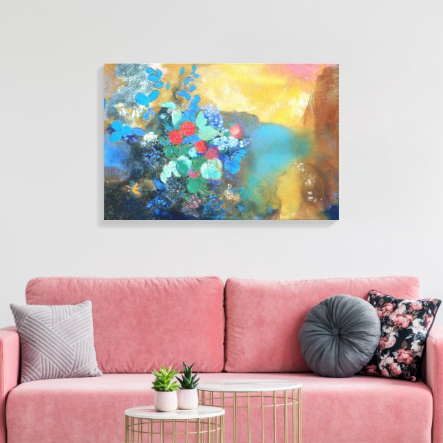 Ophelia Among the Flowers | Odilon Redon Canvas Print (Insitu(LivingRoom))