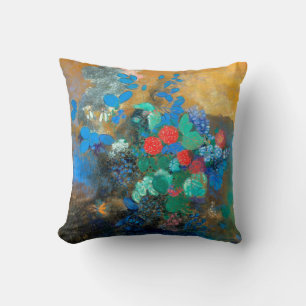 Ophelia among the Flowers, Redon Throw Pillow