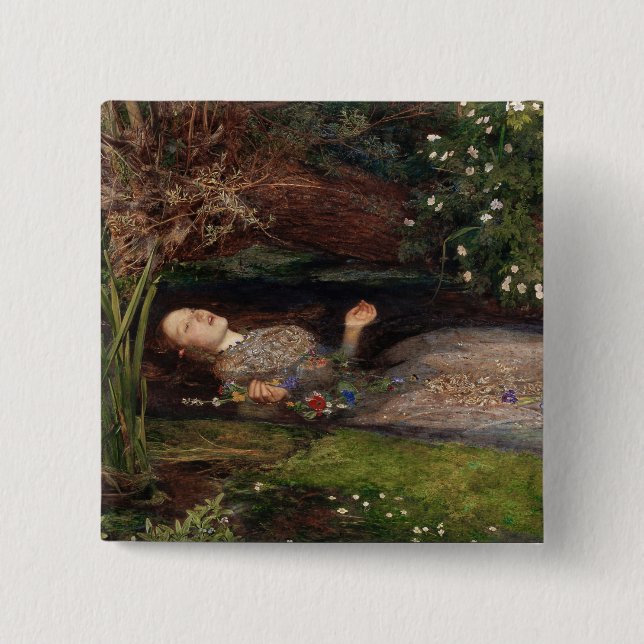 Ophelia by John Everett Millais 2 Inch Square Button (Front)