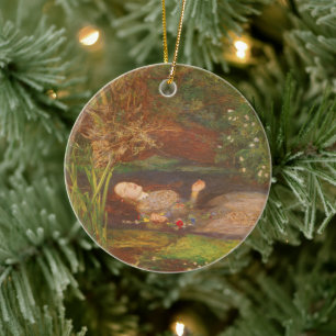 Ophelia by Millais, Vintage Victorian Fine Art Ceramic Ornament