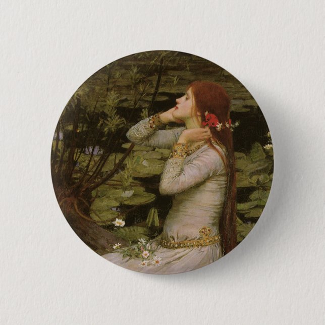 Ophelia by the Pond by John William Waterhouse 2 Inch Round Button (Front)