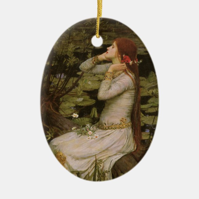 Ophelia by the Pond by John William Waterhouse Ceramic Ornament (Front)