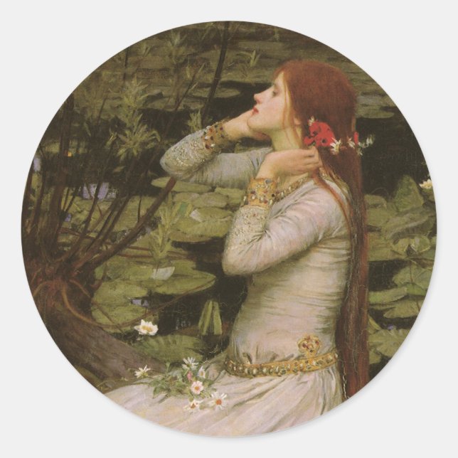 Ophelia by the Pond by John William Waterhouse Classic Round Sticker (Front)