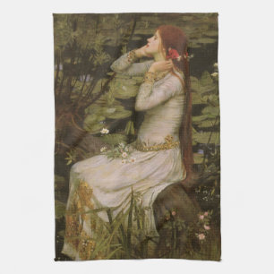 Ophelia by the Pond by John William Waterhouse Kitchen Towel