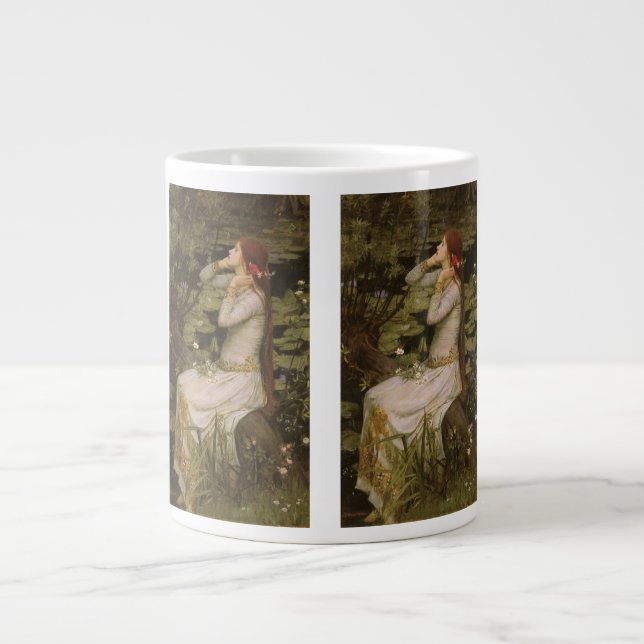 Ophelia by the Pond by John William Waterhouse Large Coffee Mug (Front)