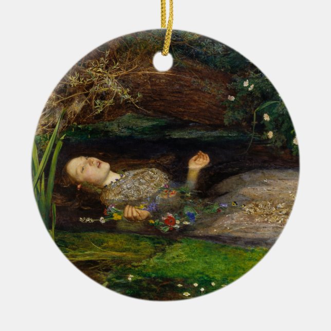 Ophelia, c. 1852 by Sir John Everett Millais Ceramic Ornament (Front)