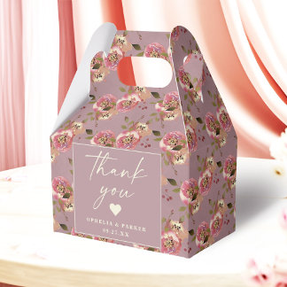 Ophelia Cottagecore Dusty Pink Floral Wedding Favor Box