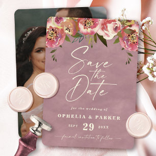 Ophelia Cottagecore Dusty Pink Floral Wedding Save The Date