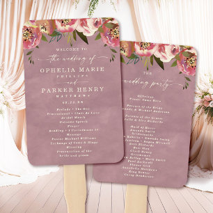 Ophelia Cottagecore Pink Wedding Ceremony Program Hand Fan
