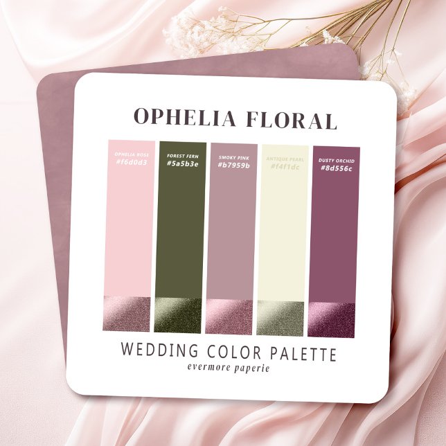 Ophelia Dusty Mauve Wedding Colour Palette Card (Say "I DO" to Romantic Watercolor Florals and a Cottagecore Vibe with the Ophelia Wedding Suite.)