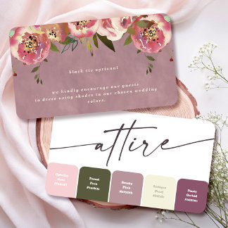 Ophelia Floral Wedding Attire Dress Code Colours  Enclosure Card