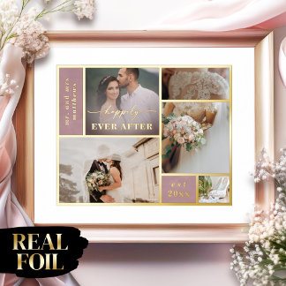 Ophelia Happily Ever After Wedding Photos Collage Foil Prints
